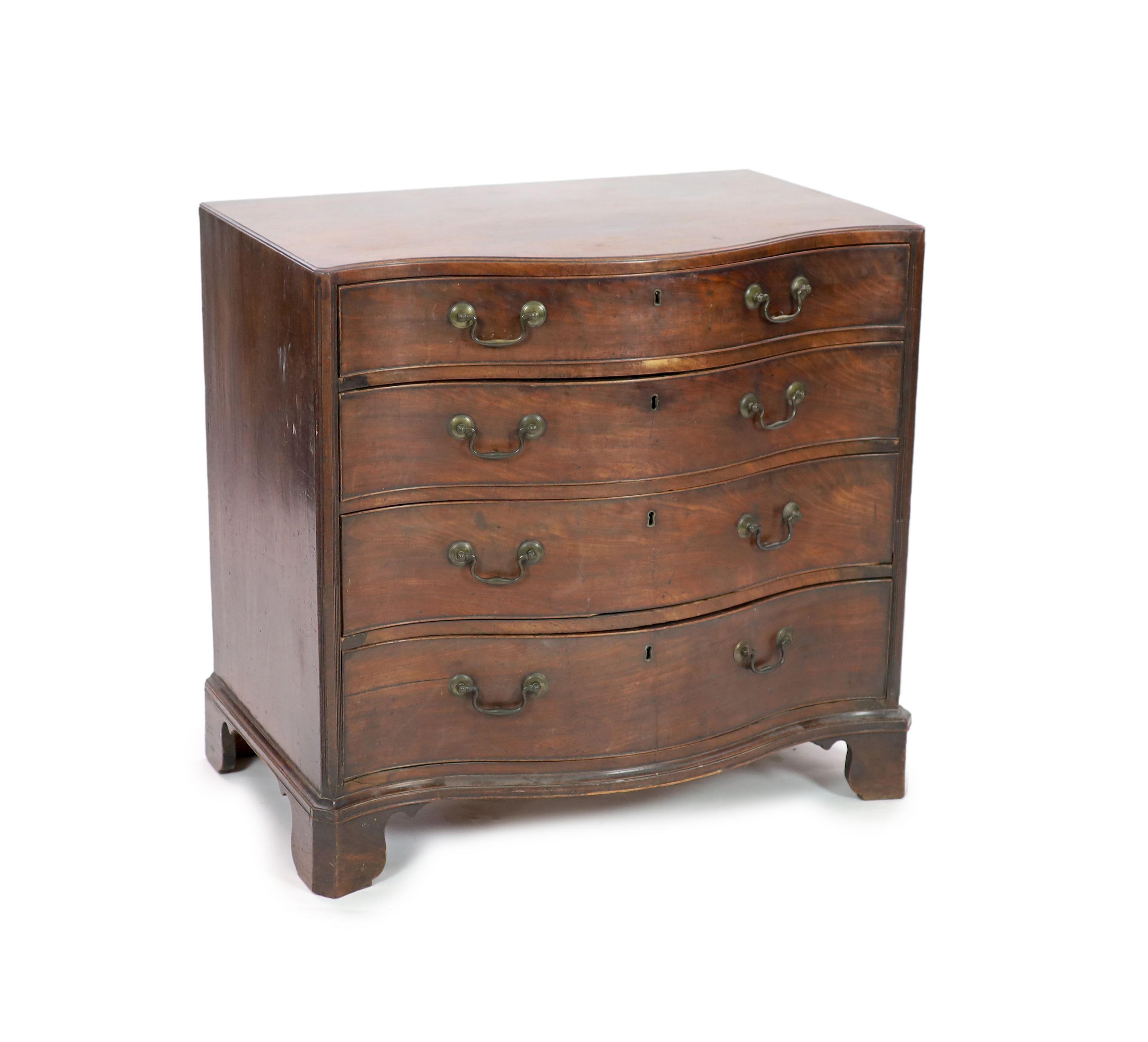 A George III mahogany caddy top serpentine chest, W 92cm D 58cm H 87cm